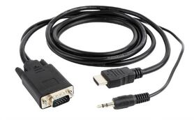 Gembird HDMI to VGA and audio adapter cable single port black 3m