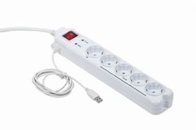 Gembird Surge protector with Master Slave function white color