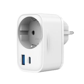 Gembird 2 port USB fast charger with pass through AC socket 20W white