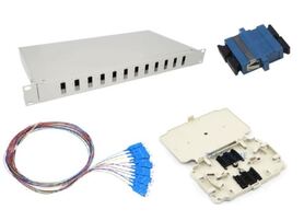 NFO Patch Panel 1U 19 Closed Singlemode 12x SC UPC Duplex Adapter Pigtail kazeta SET