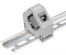 NaviaTec keystone jack holder for DIN rail 1 port without keystone jack