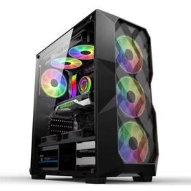 NaviaTec Raptor Gaming case with 4x RGB Fans Tempered Glass Side Mesh front panel