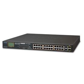 Planet 28 Port LCD Managed (24x100Mbps 802.3at PoE (300W) 2x GbE 2x 1G SFP) Desktop Switch