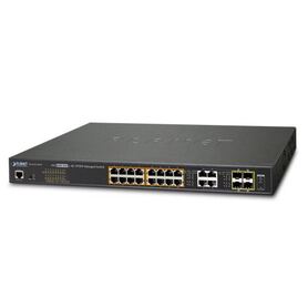 Planet 20 Port (16x RJ45 GbE 802.3at PoE 30W port (220W max) 4x Gigabit RJ45 SFP Combo L2 Mngd Switch