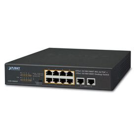Planet 8 Port 1GbE RJ45 802.3at PoE 2 Port 1GbE RJ45 Desktop Switch (120 watts)