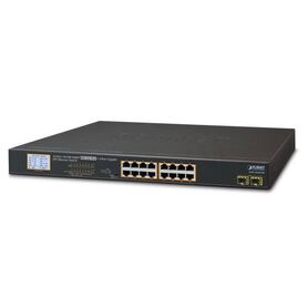 Planet 18 Port LCD Managed 16x RJ45 GbE 802.3at PoE 2 Port 1G SFP Switch with LCD PoE Monitor