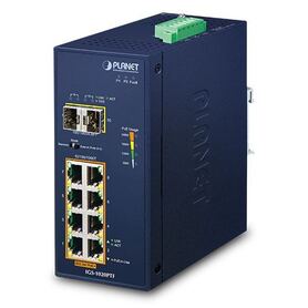 Planet Industrial 8 Port GbE 802.3at PoE (240W) 2 Port 100 1000X SFP Switch ( 40~75 degrees C)