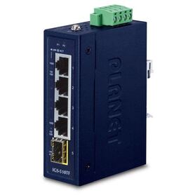 Planet 5 Port Industrial Compact 4x 1GbE 1x 100 1000X SFP Ethernet Switch