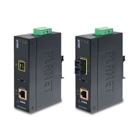 Planet Industrial 1G Optical (SC MM) 550m to 1GbE RJ45 802.3at PoE Injector Media Converter ( 40 to 75C)