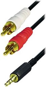 Transmedia Cable 2x RCA plug 3 5 mm stereo gold plugs 1 5m