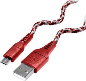 Transmedia Flexible red cable USB type A plug to Micro USB B plug 1m