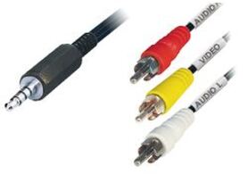 Transmedia Adapter Cable 4 way plug 3 5 mm to 3x RCA plug 2 0 m