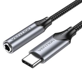 Vention USB C Male to 3.5MM Earphone Jack With DAC Adapter 0.1M Gray