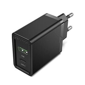 Vention 2 Port USB (A C) Wall Charger (18W 20W) EU Plug Black