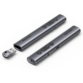 Vention Wireless PowerPoint Presentation Clicker with Green Laser Pointer Rechargable – Gray