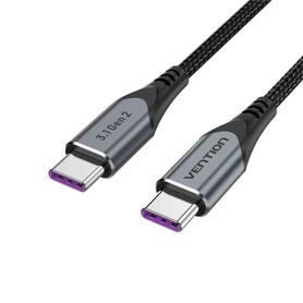 Vention USB 3.1 Gen2 C Male to C Male 5A Cable Gray Aluminum Alloy Type 1m
