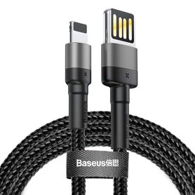Lightning USB cable (reversible) Baseus Cafule 2.4A 1m (gray black)