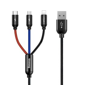 Baseus 3in1 Cable USB C / Lightning / Micro 3 5A 0 3m (Black)