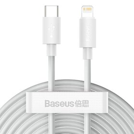 Baseus Simple Wisdom Data Cable Kit USB C to Lightning PD 20W (2PCS/Set) 1.5m White