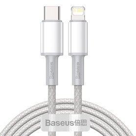 USB C to Lightning Baseus High Density Braided Cable 20W PD 2m (white)