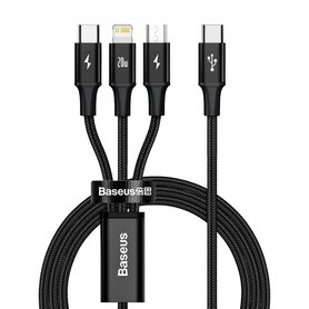 Baseus Rapid Series 3 in 1 cable USB C For M+L+T 20W 1.5m Black