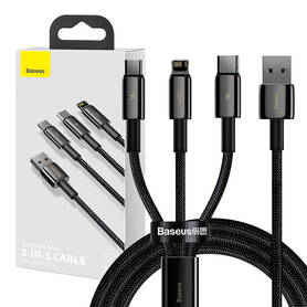 USB cable 3in1 Baseus Tungsten Gold USB to micro USB / USB C / Lightning 3.5A 1.5m (black)