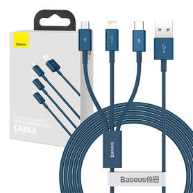 USB cable 3in1 Baseus Superior Series USB to micro USB / USB C / Lightning 3.5A 1.5m (blue)