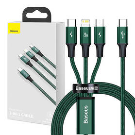 Baseus Rapid Series 3 in 1 cable USB C For M+L+T 20W 1.5m (Green )