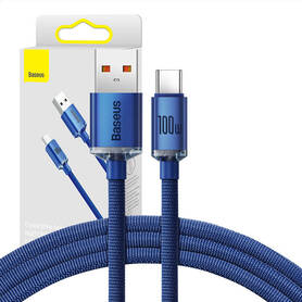 Baseus Crystal Shine cable USB to USB C 5A100W1.2m (blue)