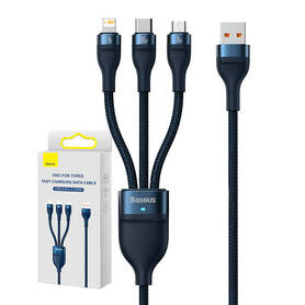 3in1 USB cable Baseus Flash Series USB C + micro USB + Lightning 100W 1.2m (blue)