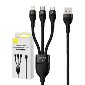 3in1 USB cable Baseus Flash Series USB C + micro USB + Lightning 100W 1.2m (black)