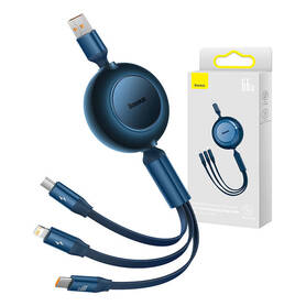 Baseus Bright Mirror 3 USB 3 in 1 cable for micro USB / USB C / Lightning 66W / 2A 1.1m (Blue)