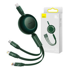 USB C 3 in 1 cable Baseus Bright Mirror 4 for micro USB / USB C / Lightning 100W / 3.5A 1.1m (Green)