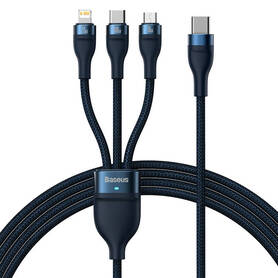 3in1 USB cable Baseus Flash Series 2 USB C + micro USB + Lightning 100W 1.5m (blue)