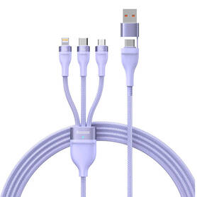 3in1 USB cable Baseus Flash Series 2 USB C + micro USB + Lightning 100W 1.2m (purple)