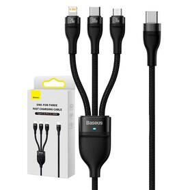 3in1 USB cable Baseus Flash Series 2 USB C + micro USB + Lightning 100W 1.5m (black)