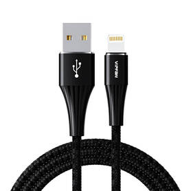 USB to Lightning cable Vipfan A01 3A 1.2m braided (black).