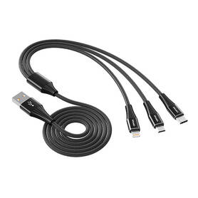 USB Cable Vipfan X16 3w1 USB C/Lightning/Micro 66W 3.5A (czarny)