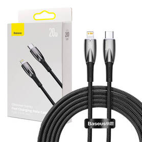 USB C cable for Lightning Baseus Glimmer Series 20W 2m (Black)