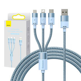 3in1 USB cable Baseus StarSpeed Series USB C + Micro + Lightning 3 5A 1.2m (Blue)