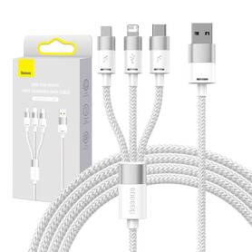 3in1 USB cable Baseus StarSpeed Series USB C + Micro + Lightning 3 5A 1.2m (White)