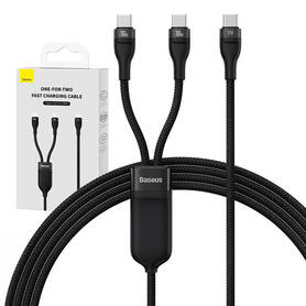 2in1 USB cable Baseus Flash Series USB C do USB C 100W 1.5m (black