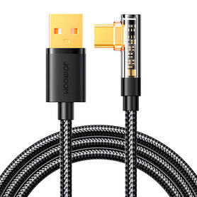 Angle Cable to USB A / Type C / 3A / 1.2m Joyroom S UC027A6 (black)