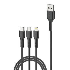 Foneng X36 3in1 USB to USB C / Lightning / Micro USB Cable 2.4A 2m (Black)