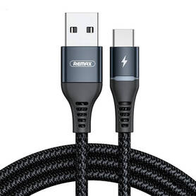 Cable USB C Remax Colorful Light 1m 2.4A (black)