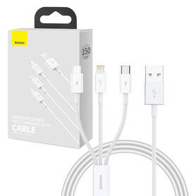 Quick Charge USB to M+L+C Baseus Superior Data 3.5A 1m (White)