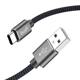 Kabel USB A do USB C Budi 206T/2M 2.4A 2m (czarny)