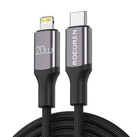 Fast Charging cable Rocoren USB C to Lightning Retro Series 1m (grey)