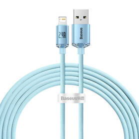 Kabel USB do iP Baseus Crystal Shine 2.4A 2m (niebieski)