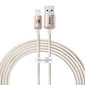 Kabel USB do iP Baseus Crystal Shine 2.4A 2m (różowy)